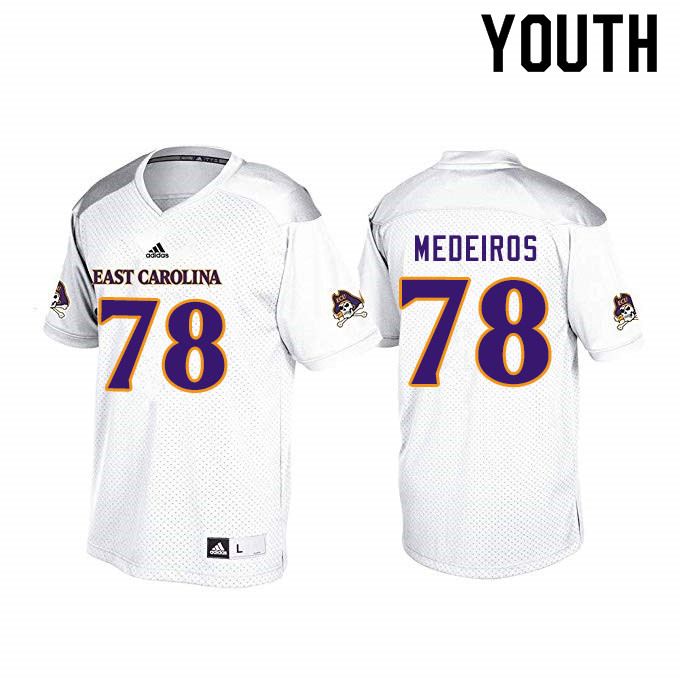Youth #78 Chandler Medeiros ECU Pirates College Football Jerseys Sale-White - Click Image to Close